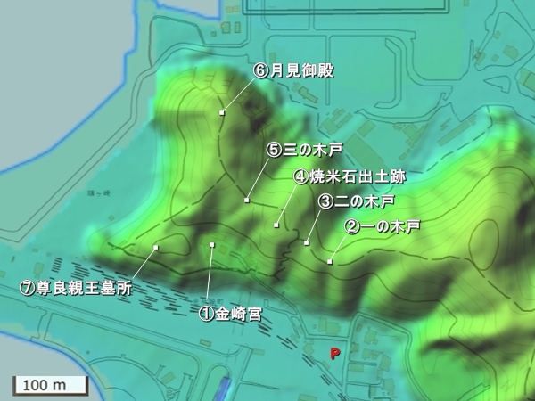 金ヶ崎城地形図