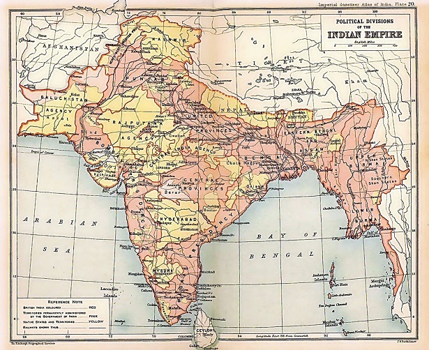 イギリス領インド帝国の地方行政区画（1909年）