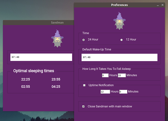 Sandman Ubuntu 最適な就寝時刻のタイマー